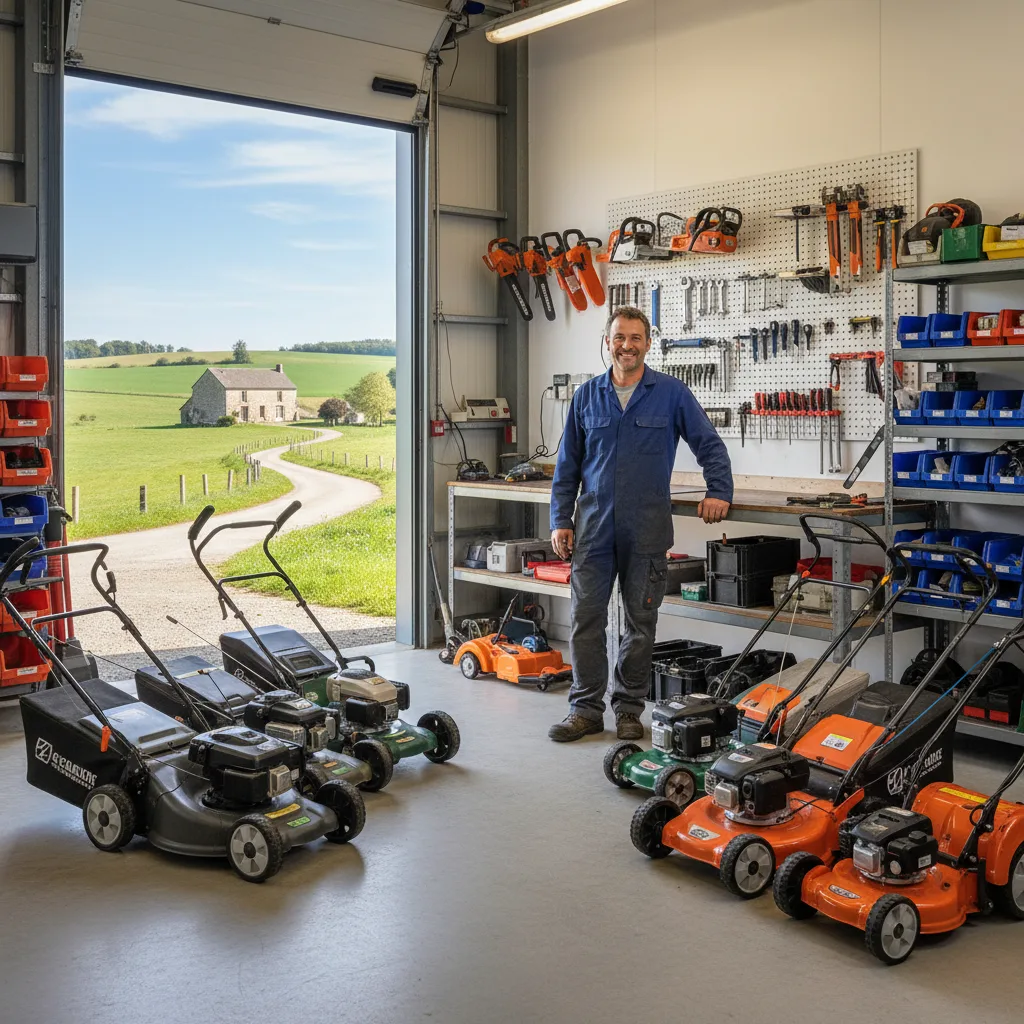 Outdoor power equipment repair workshop in Suris, Charente Limousine